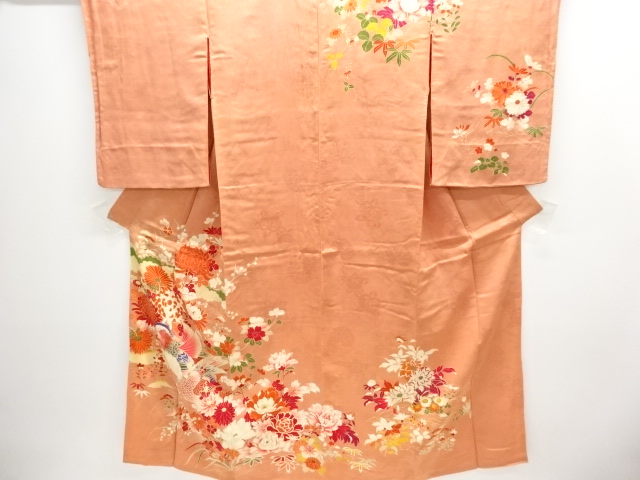 JAPANESE KIMONO / ANTIQUE KIMONO / SILK / MON KINSHA / MANDARIN DUCK & FLOWER